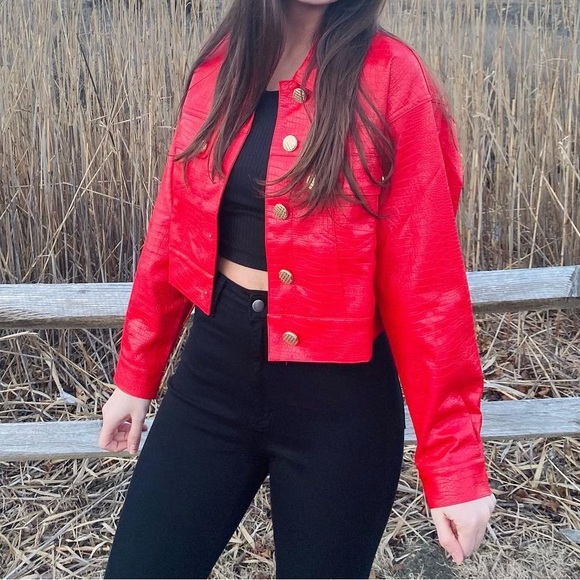 Windsor - Feelin' Bold Croc Embossed Faux Leather Jacket - size Small - Picture 2 of 5